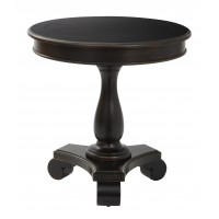 OSP Home Furnishings BP-AVLAT-YCM1 Avalon Hand Painted Round Accent table in Antique Black Finish